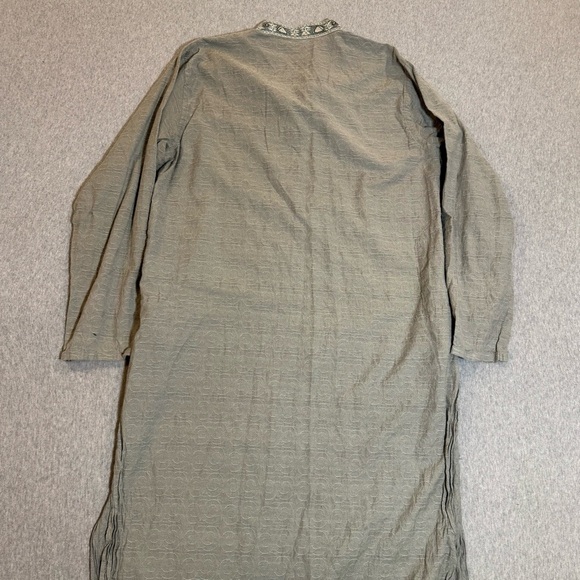 Junaid Jamshed Mens Kameez Large Green Pakistani Indian Kurti Size L Bead Accent - Picture 7 of 8